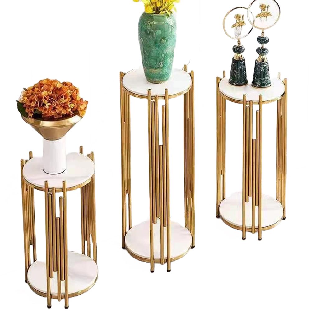 Marble Top Side Table Set of 3 – Contemporary and Durable -WHITE
