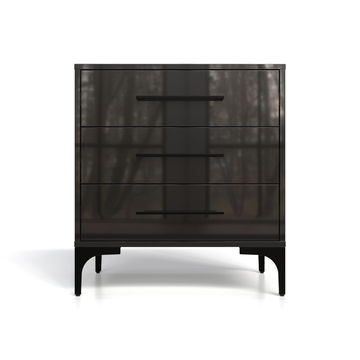 BAM! High Gloss Three Drawer Bedside Table - Black