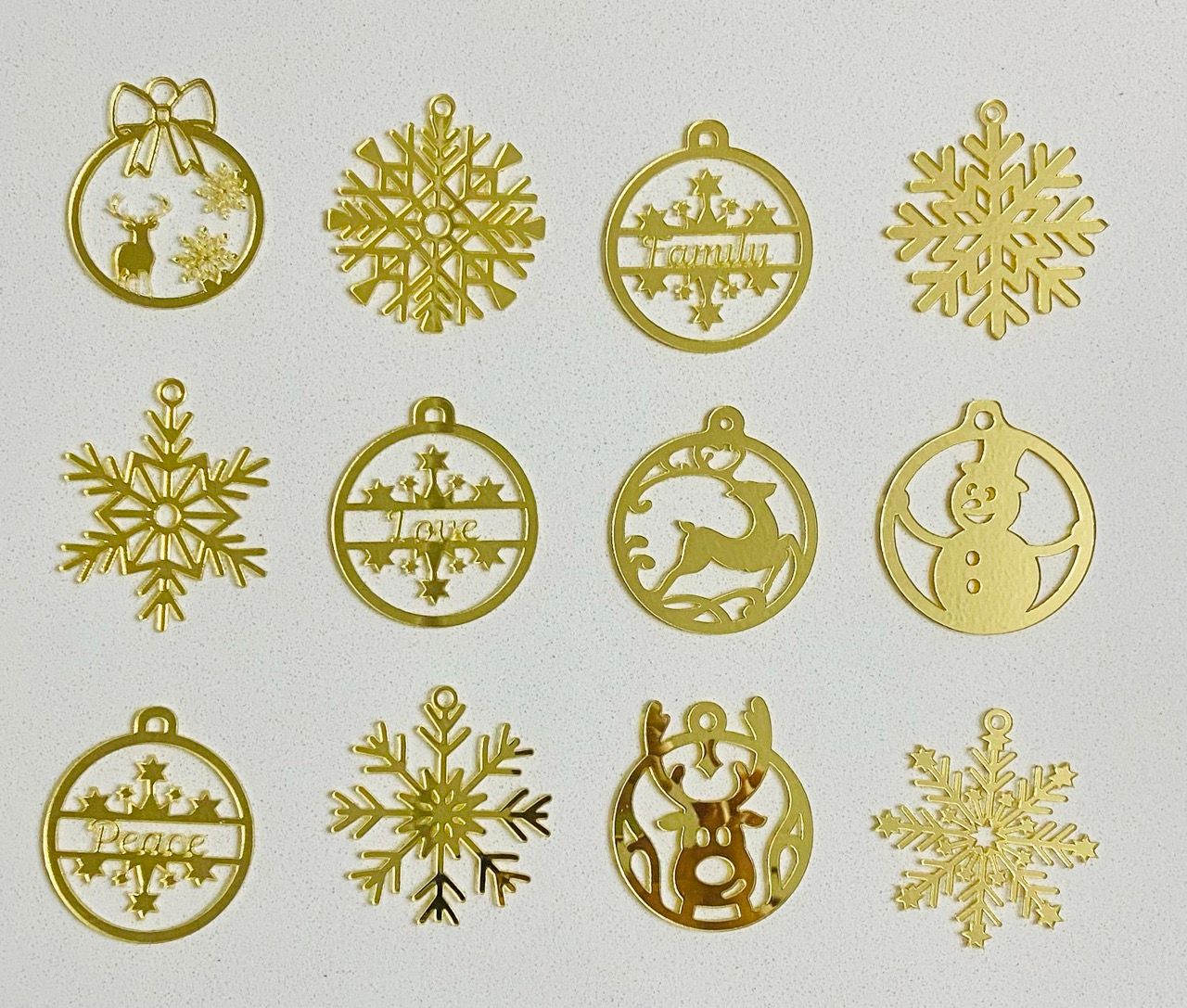 Gold Acrylic Mirror Christmas Ornaments