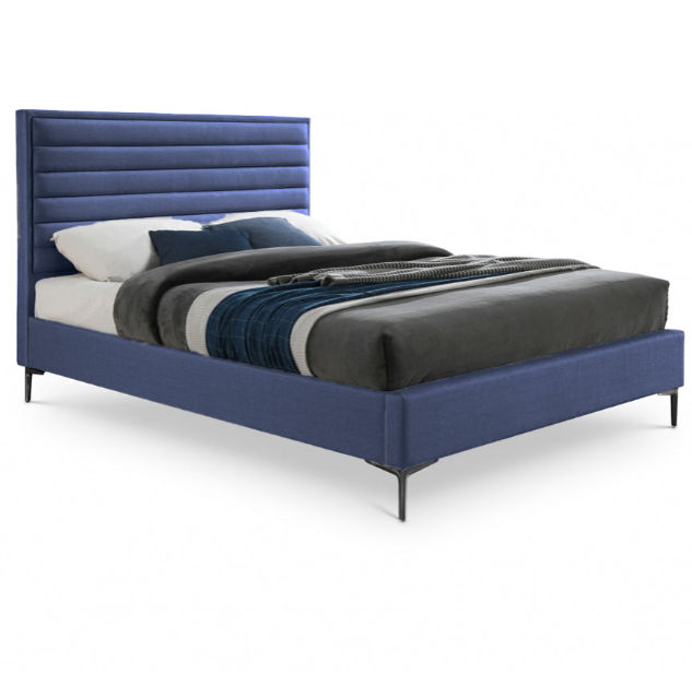 Davina Sleigh Bed Double -Linen Blue