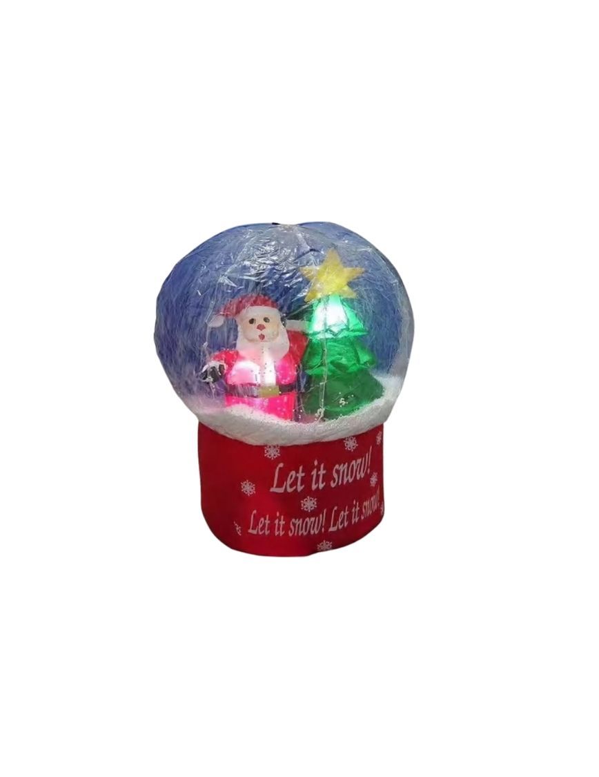 LED Christmas Snow Globe with Santa Scene, Musical Light-up Holiday Decoration, Red Base with 'Let it Snow' Text
