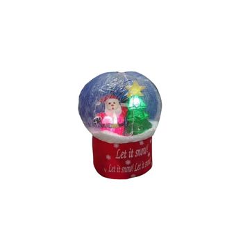 LED Christmas Snow Globe with Santa Scene, Musical Light-up Holiday Decoration, Red Base with 'Let it Snow' Text