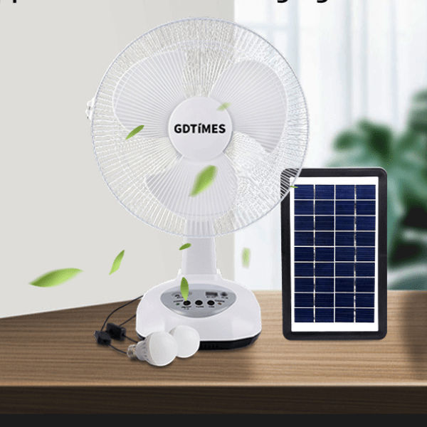 12 inch Rechargeable Solar Table Fan with LED Emergency Lights