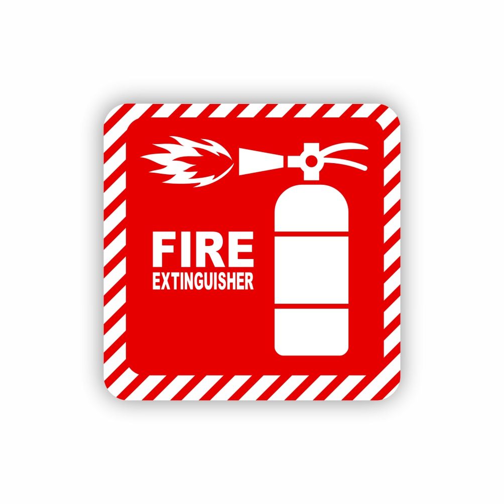 Red Fire Extinguisher Symbolic Sign on White ACP (150 x 150mm)