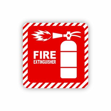 Red Fire Extinguisher Symbolic Sign on White ACP (150 x 150mm)