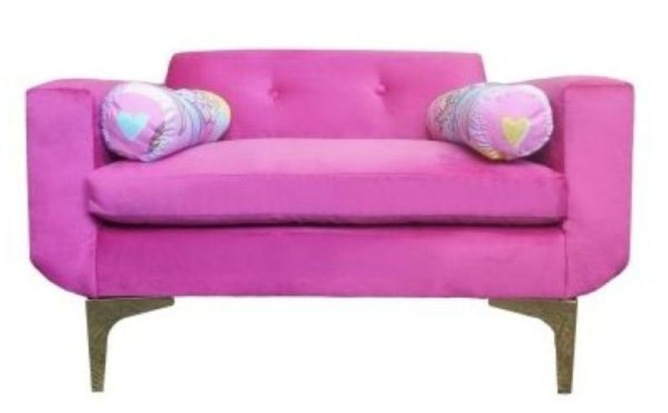 Kids Sofa Chair with Bolser Cushions - Pink Velvet