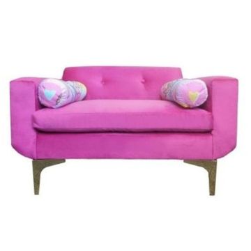 Kids Sofa Chair with Bolser Cushions - Pink Velvet