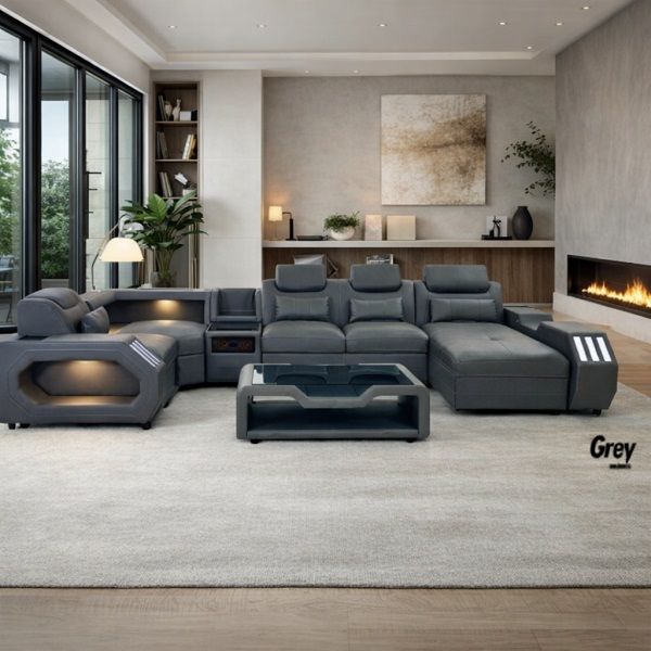 Prestige Home - Tesla U-Shape Smart Couch - Grey