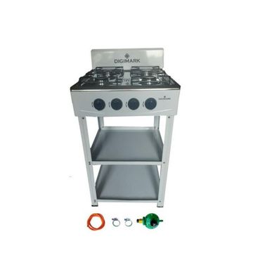 Freestanding 4 Burner Gas Stove with Shelves and Fittings