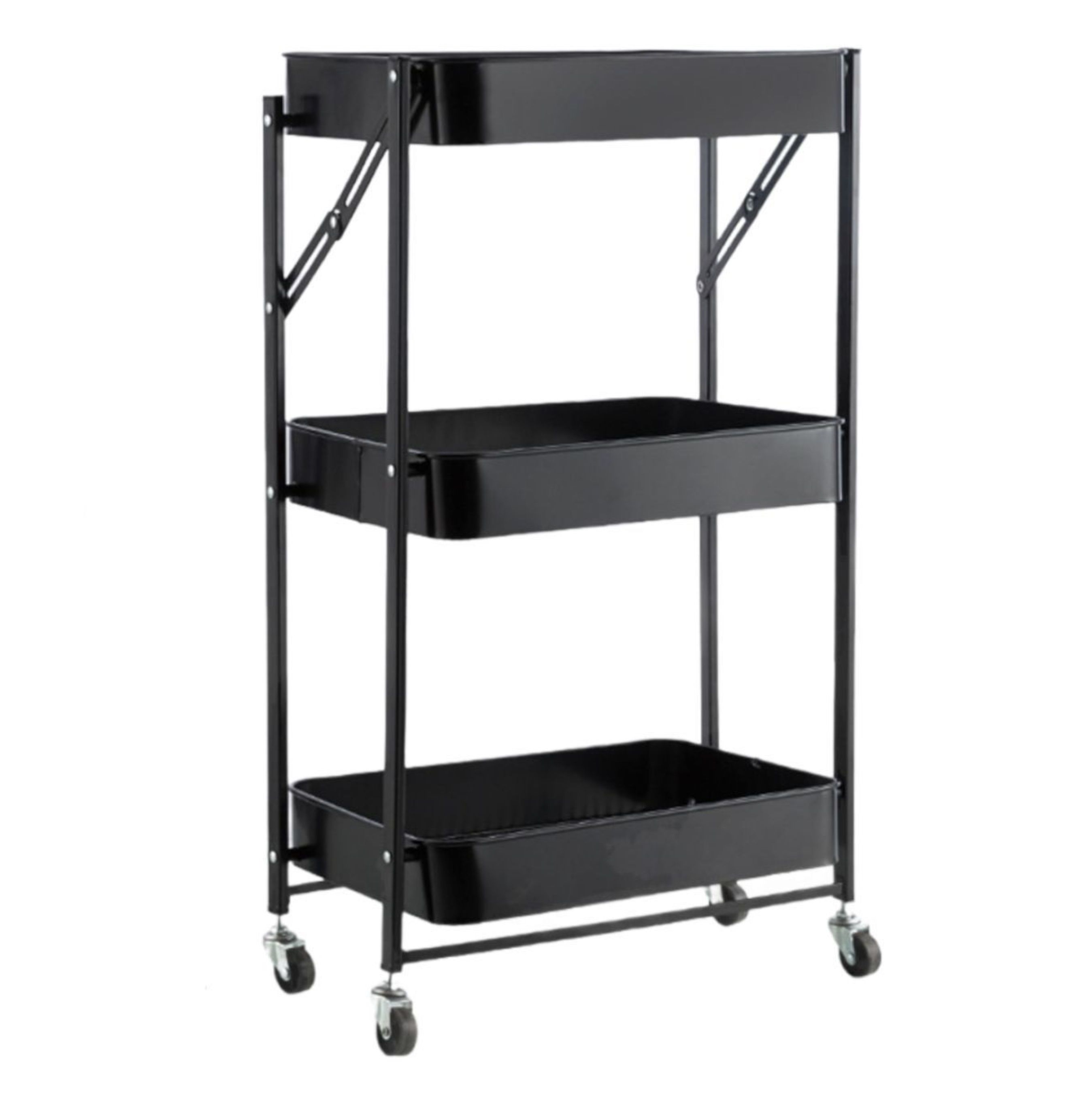 Tier foldable trolley storage utility trolley cart