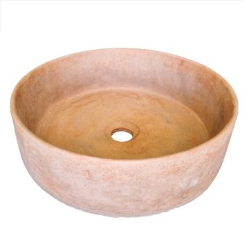 Terracotta Round Concrete Basin Handmade Countertop Sink 40 x 12 cm