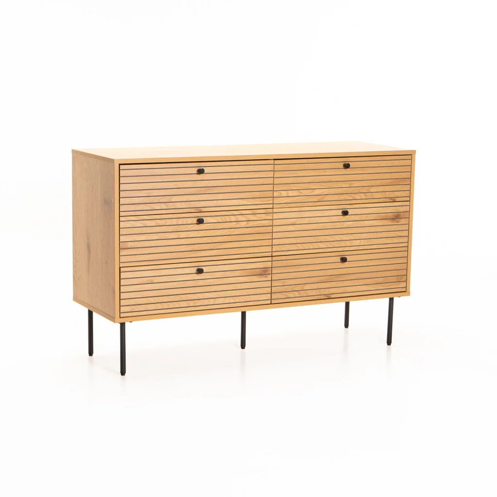 LYON 6 Drawer Dresser – Modern Wood-Look Chest of Drawers | Bedroom Storage Unit