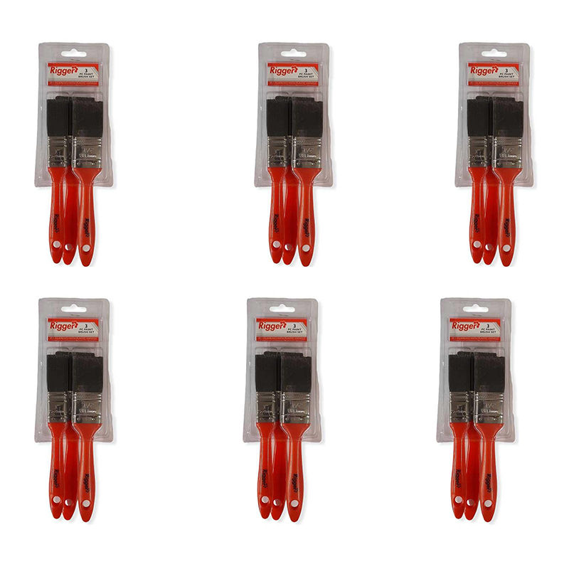 RIGGER Synthetic DIY Paint Brush 3 Piece Set ( 6 Pack )