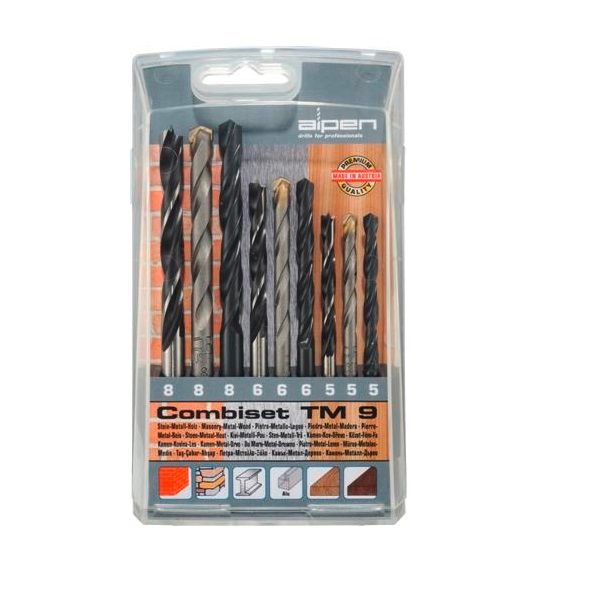 ALPEN - Wood-Steel-Masonry Drill Bit Set 9 Piece 5 6-8