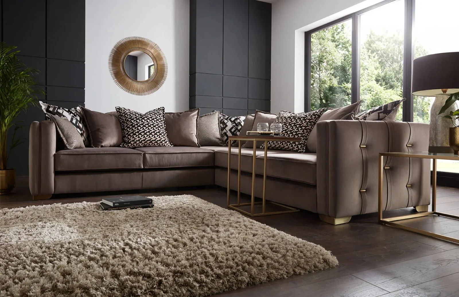 Pamela L Shape Sofa 3 Free Cushions