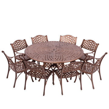 8 Seater - Lattice Aluminium Patio Set / Garden Furniture / Outdoor Dining Set    (8 Lattice Chairs with 154cm Round Lattice Table) - COPPER