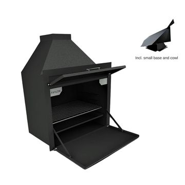 Avalon Contractors Build In Braai Complete Deluxe Black (700mm) Includes small base and cowl