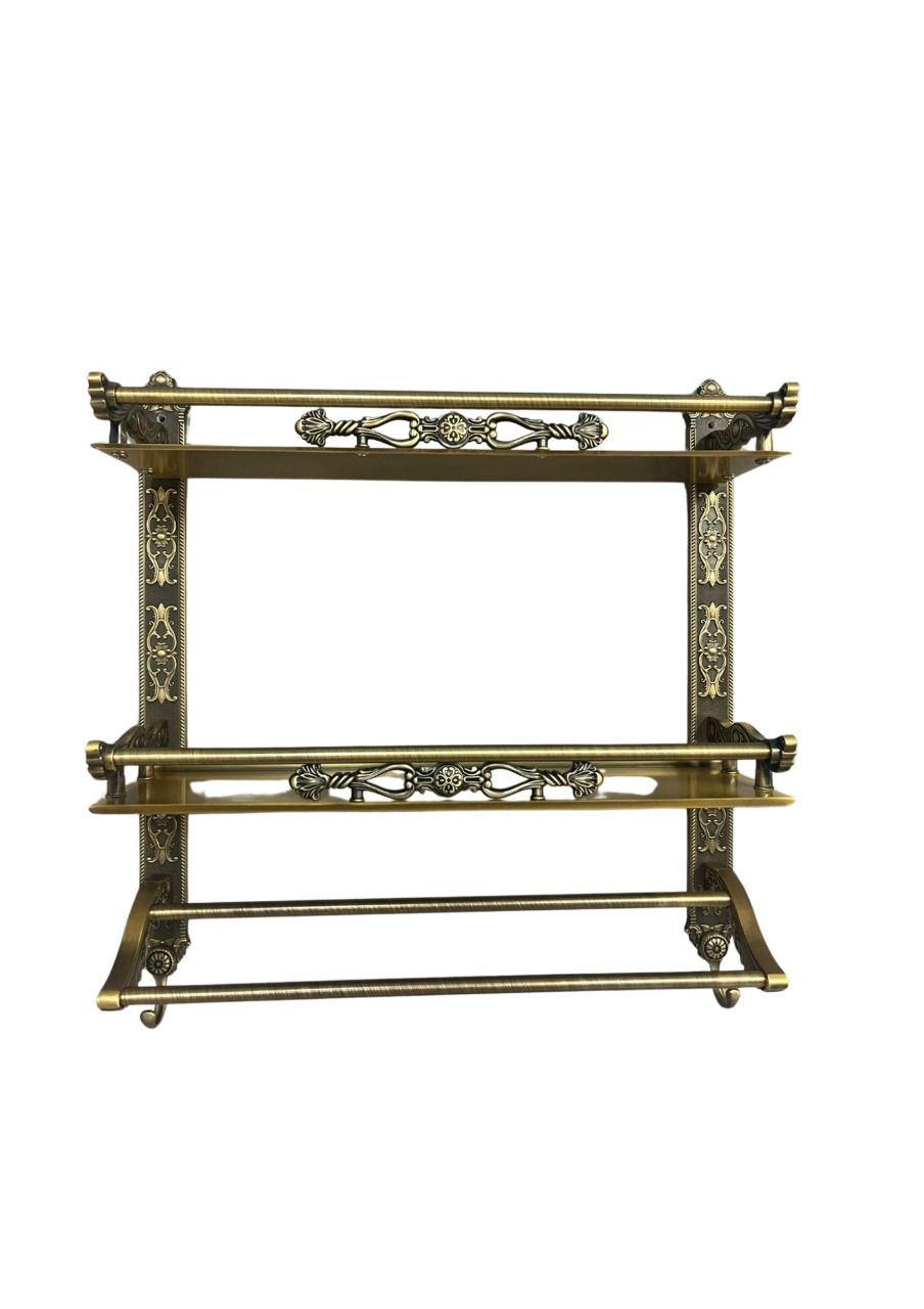 VINTAGE BATHROOM SHELF - BRONZE BRASS - ANTIQUE A-14