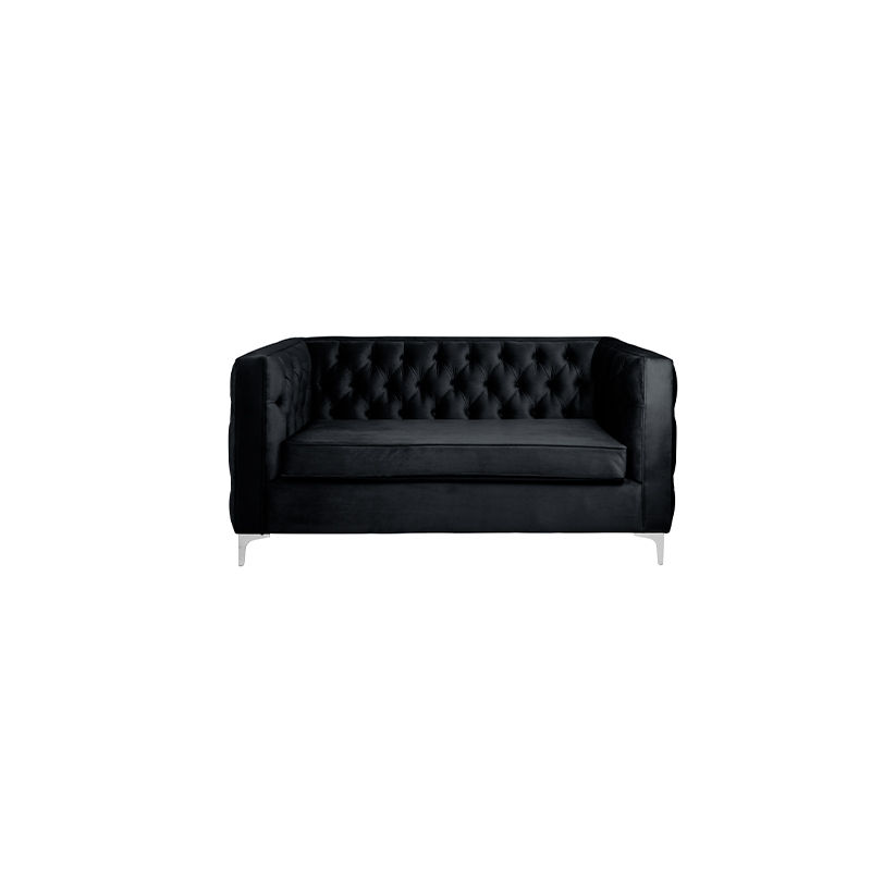 Oxford Two Seater Button Velvet - Black