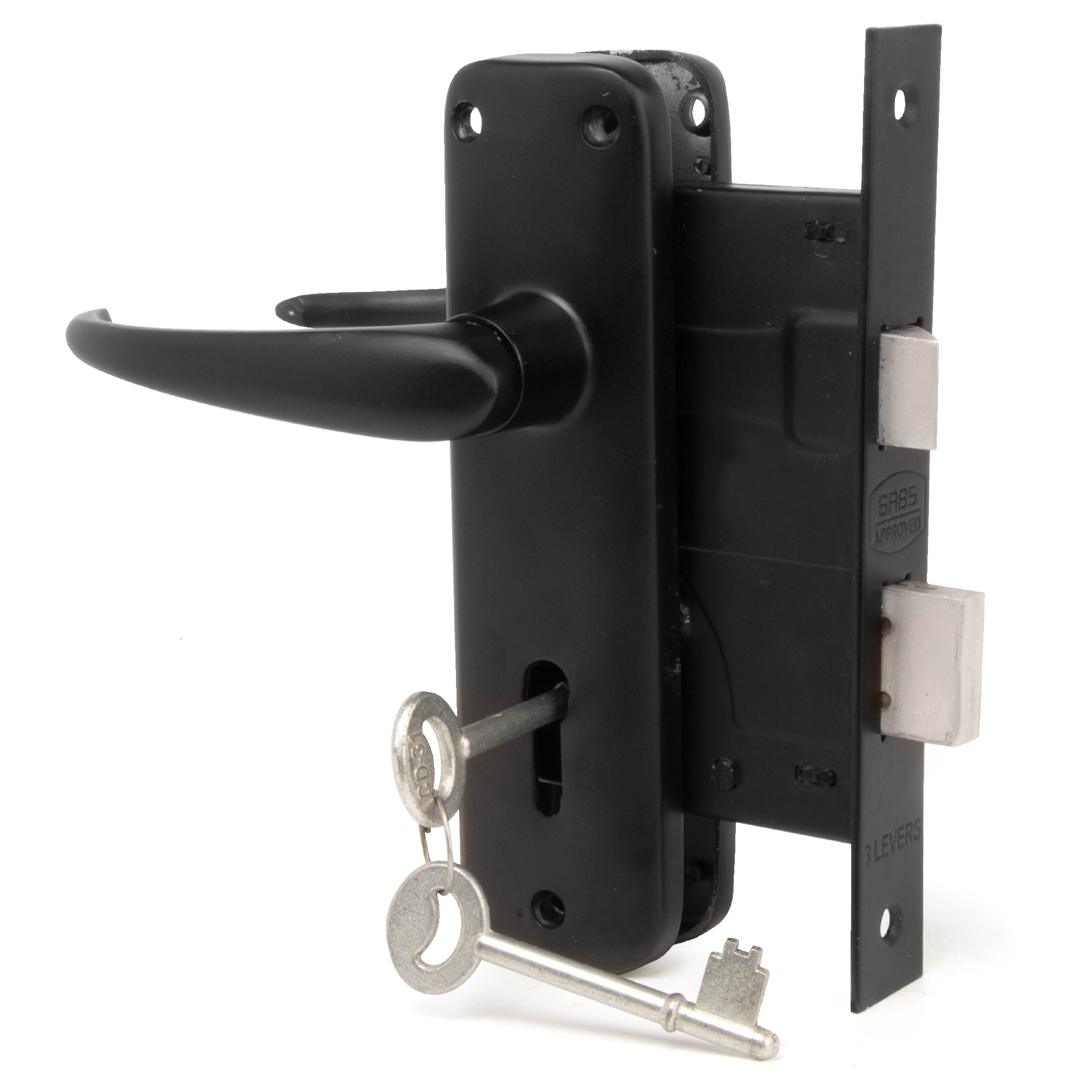 Matt Black 6 Inch Mortice Lockset 2 Lever