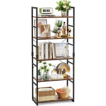 Bookshelf, 5 Tier Bookcase Tall, Storage Ladder Shelf, Standing Shelf for Book/Living Room/Office