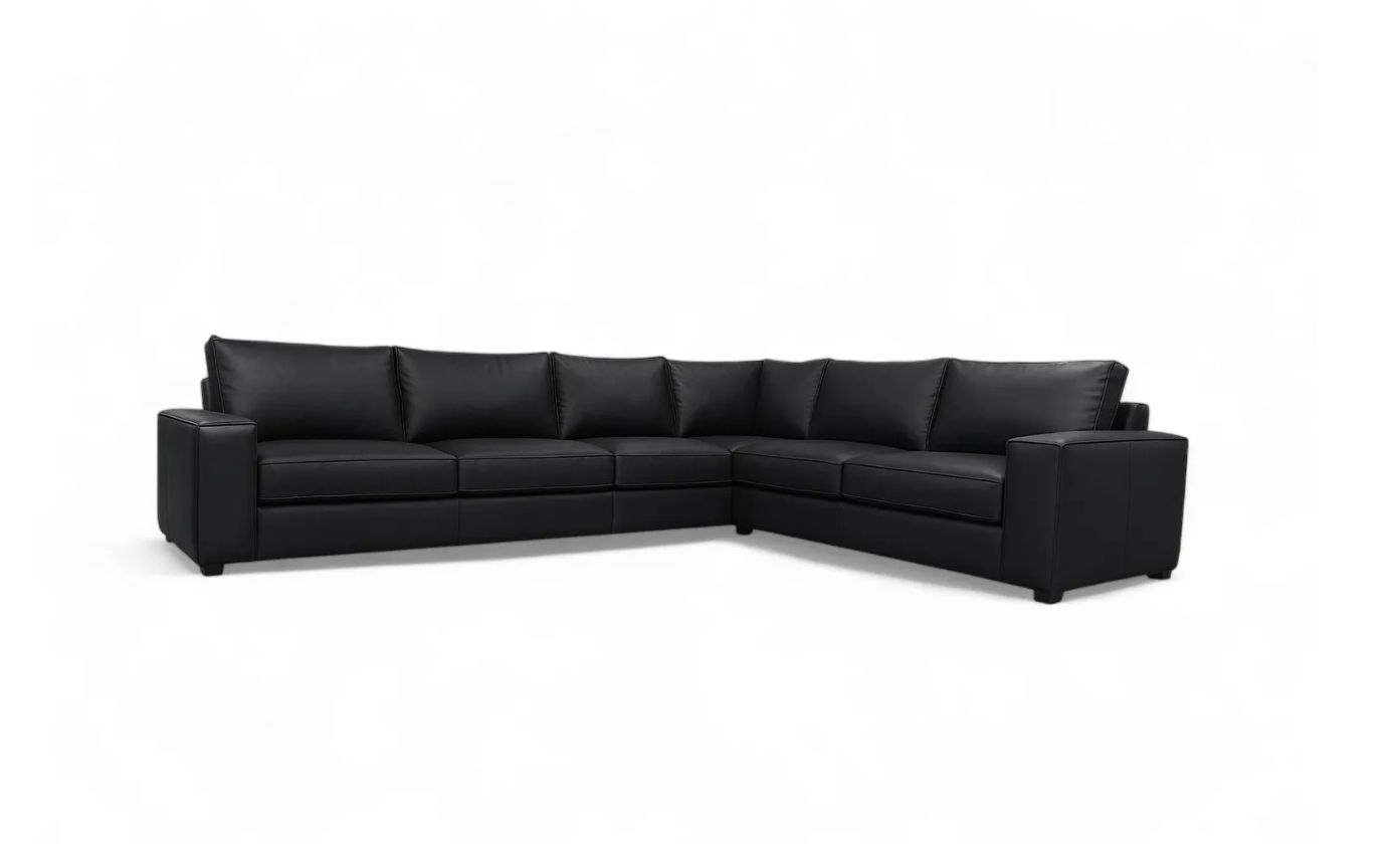 Amsterdam Leather Couch Black Right Sided