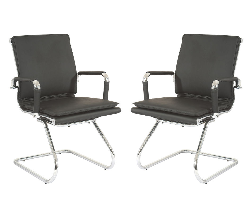 TOCC Square Pad Visitors Office Chairs-Set of 2 Per Box-Black