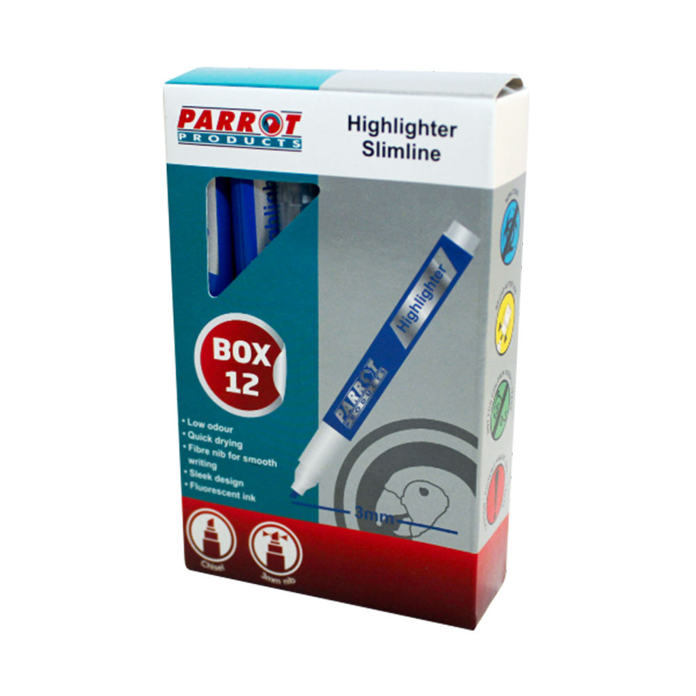 Highlighter Marker Slimline (Box of 12 - Blue)