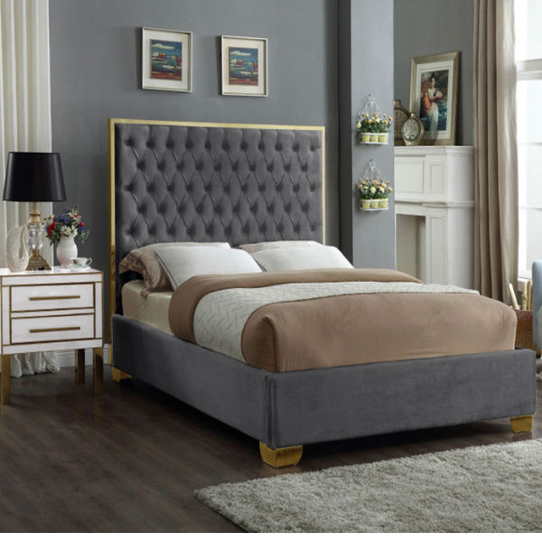 Lucasta Bed Frame Sleigh Bed Double Grey