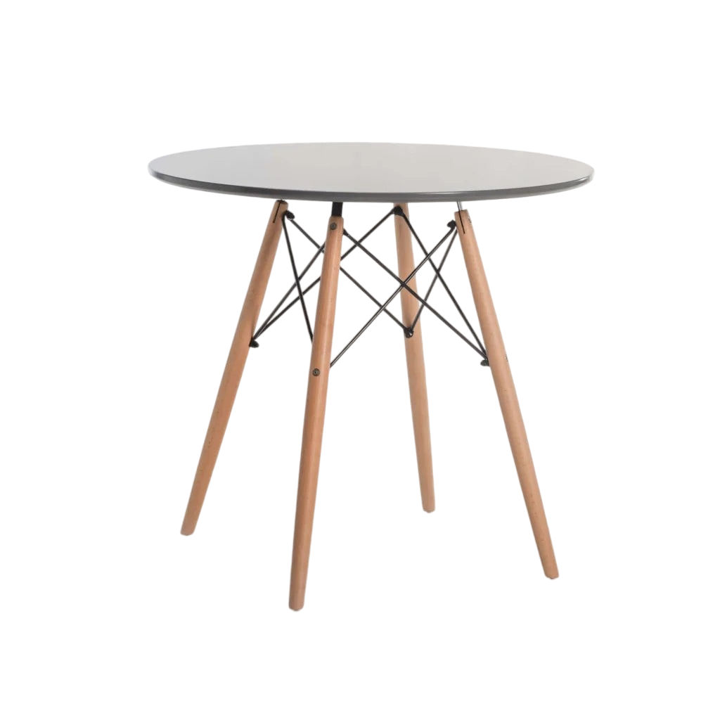 Vividitto - Andy Round Wooden Leg Table - Dark Grey - 80Ø cm (4 Seater)
