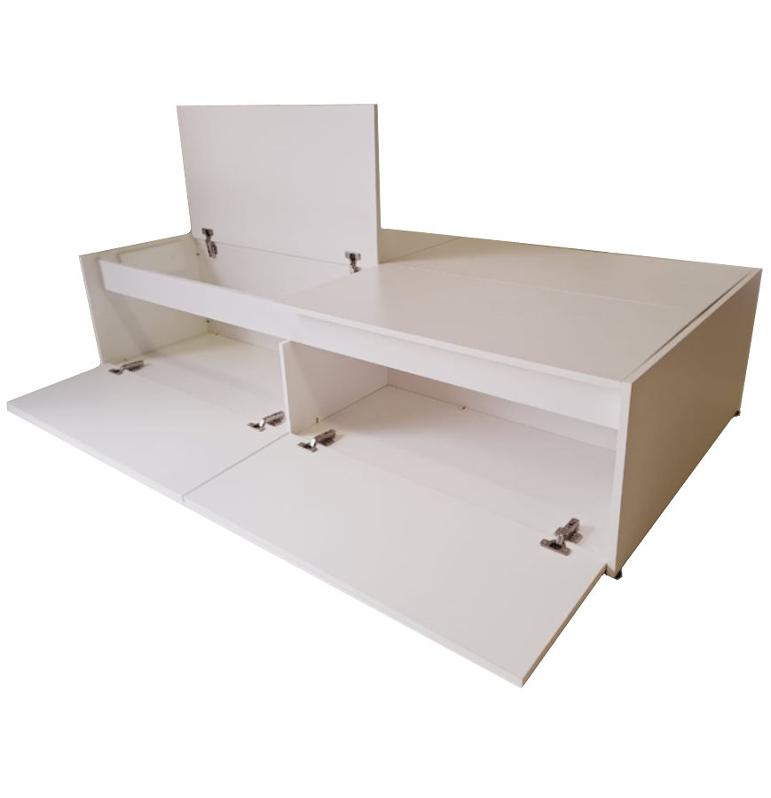 Modena Single Bed Base with Storage - White