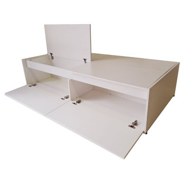 Modena Single Bed Base with Storage - White
