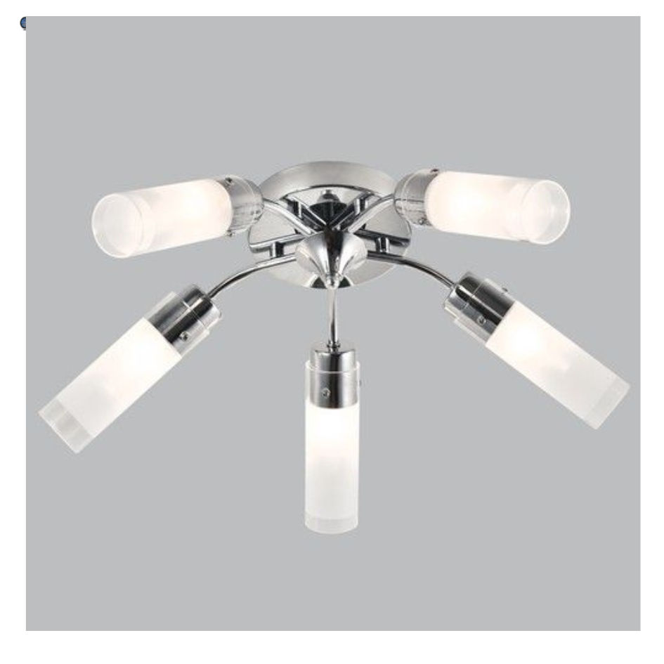 Polished Chrome Chandelier with Frosted Glass