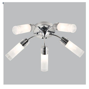 Polished Chrome Chandelier with Frosted Glass
