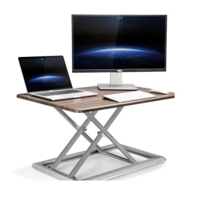 Instant Standing Desk Sit-Stand Desk Converter for Laptop, 1 or 2 Desktop,  Stepless Any height lock Height Adjustable, Ergonomic, Gas Spring Arm, Free