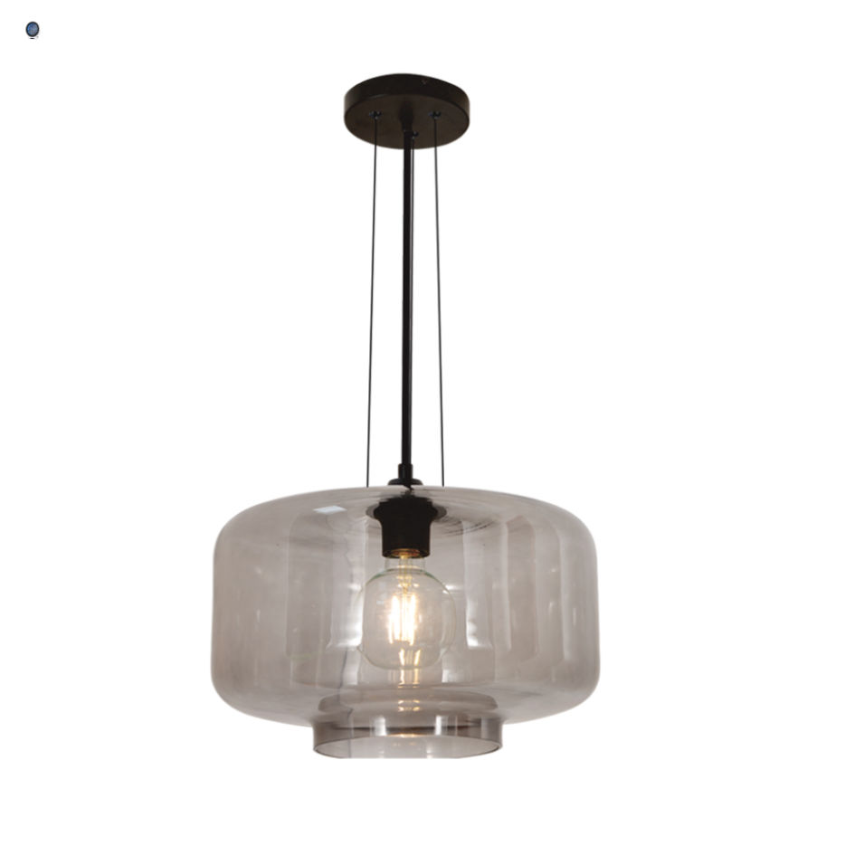 Metal Pendant with Smoke Glass