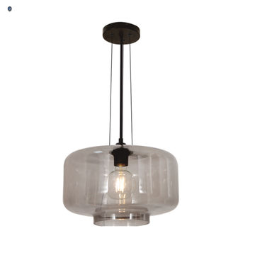 Metal Pendant with Smoke Glass