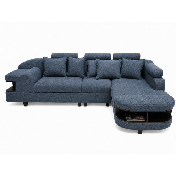 Chloe L Shape Corner Sofa – Chenille Fabric Blue