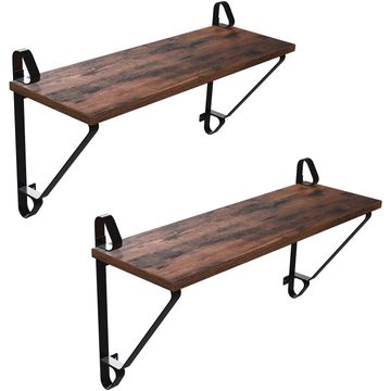 Lifespace Rustic Industrial Floating Display Shelf Set - 2 shelves