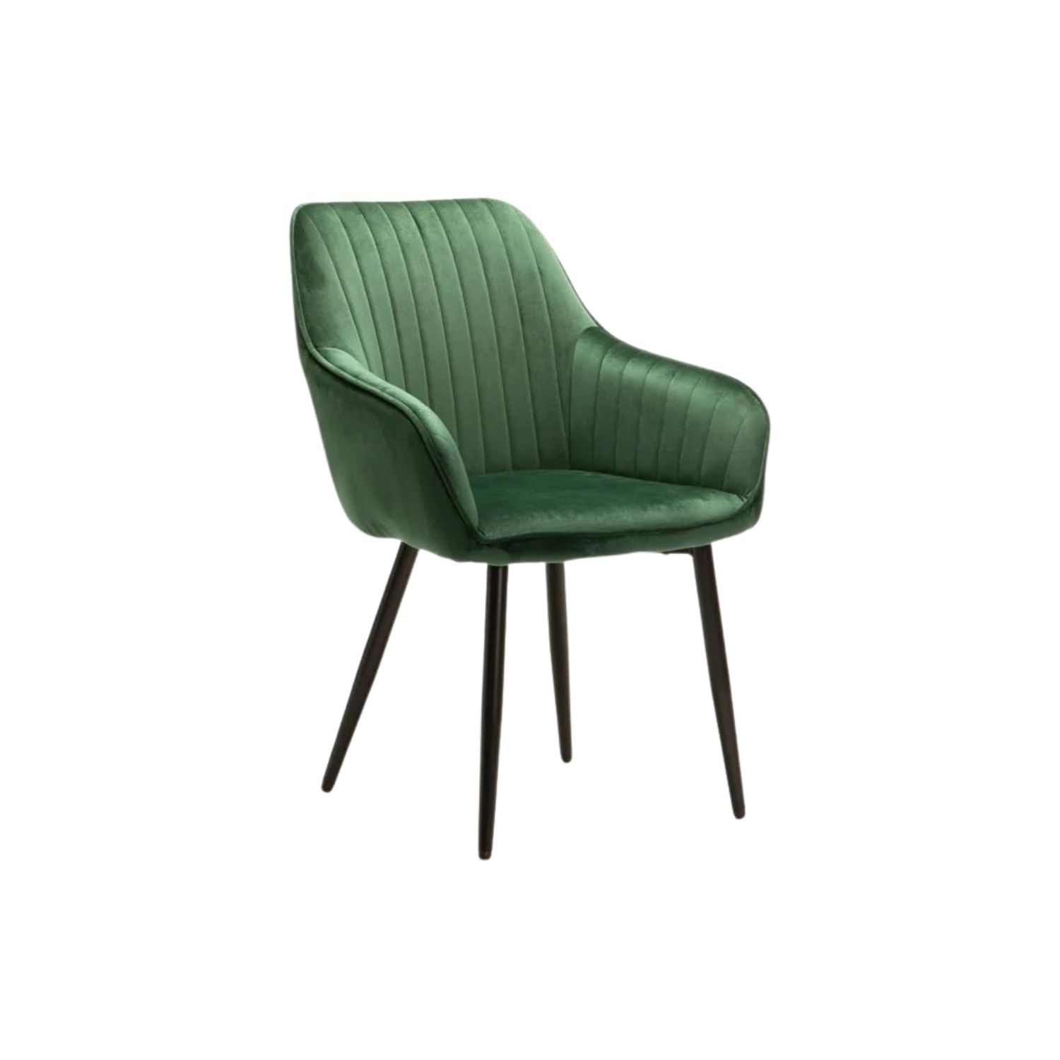 Velvet Upholstered Dining Chair with Iron Legs - Forest Green