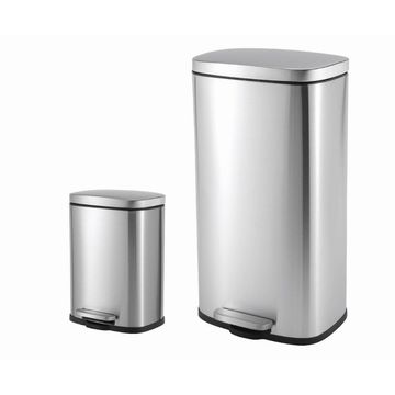 CASA MODENA 5L + 30L RECTANGLE S/STEEL PEDAL BIN COMBO SET - SILVER