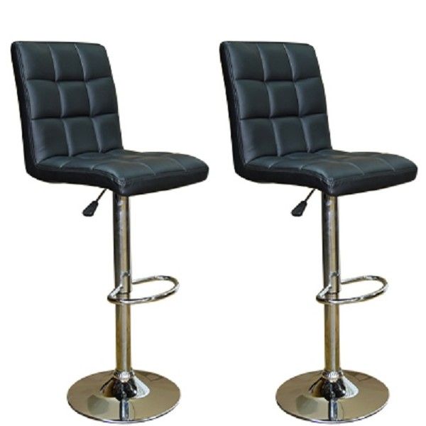 Black Imprezza Faux leather barstools with gear lift and Swivel function- Set of 2