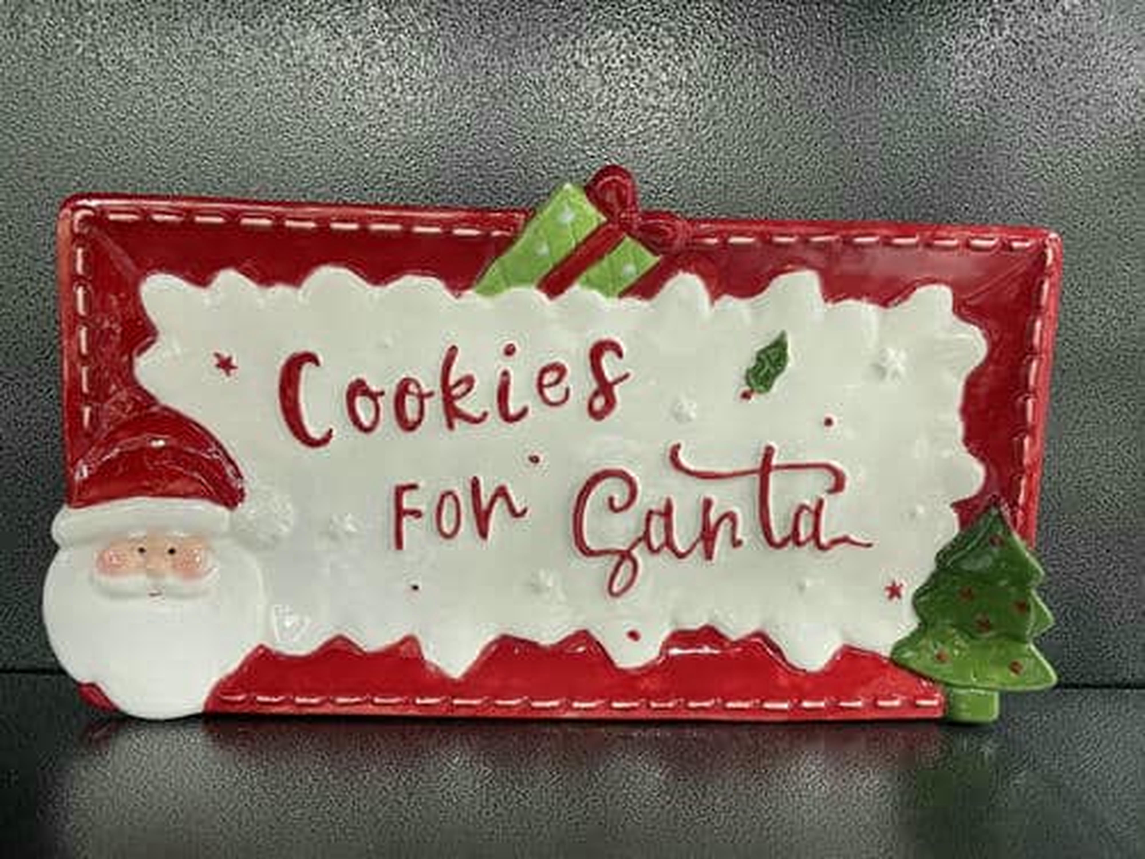 Christmas Ceramic Dinner Plate Rectangular Santa Claus Pattern Relief Plate Afternoon Tea Dessert Tray Steak Plate Tableware