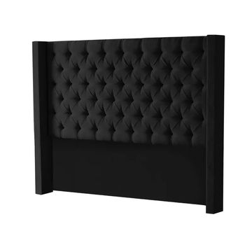 Hena Tufted Wingback Velvet Headboard - Black - King
