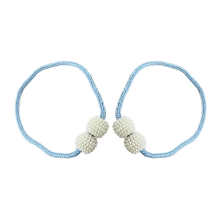 Matoc Designs Magnetic Curtain Rope Tieback with Pearl Design - Turquoise