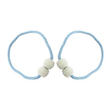 Matoc Designs Magnetic Curtain Rope Tieback with Pearl Design - Turquoise