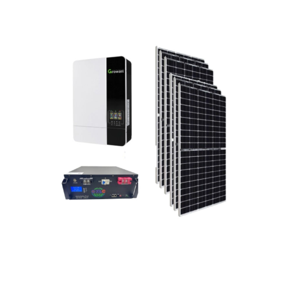 5kva Growatt Mppt Pure Sine Wave Load Shedding Combo 1x 4.8Kwh Battery with 6x 495w Mono Solar panels