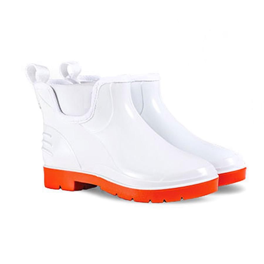 Wayne Ladies Slip-On Gumboots Size 8 White And Red