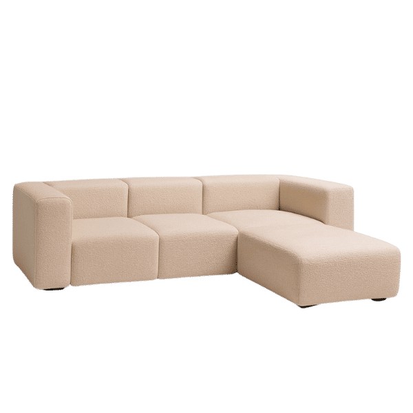 Modular Beige Bouclé L-Shape Sectional Sofa