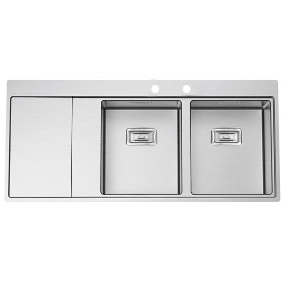 Kitchen Sink FRASA Maia Double Bowl Single Drainer Drainer Stainless Steel L116cm x W52cm